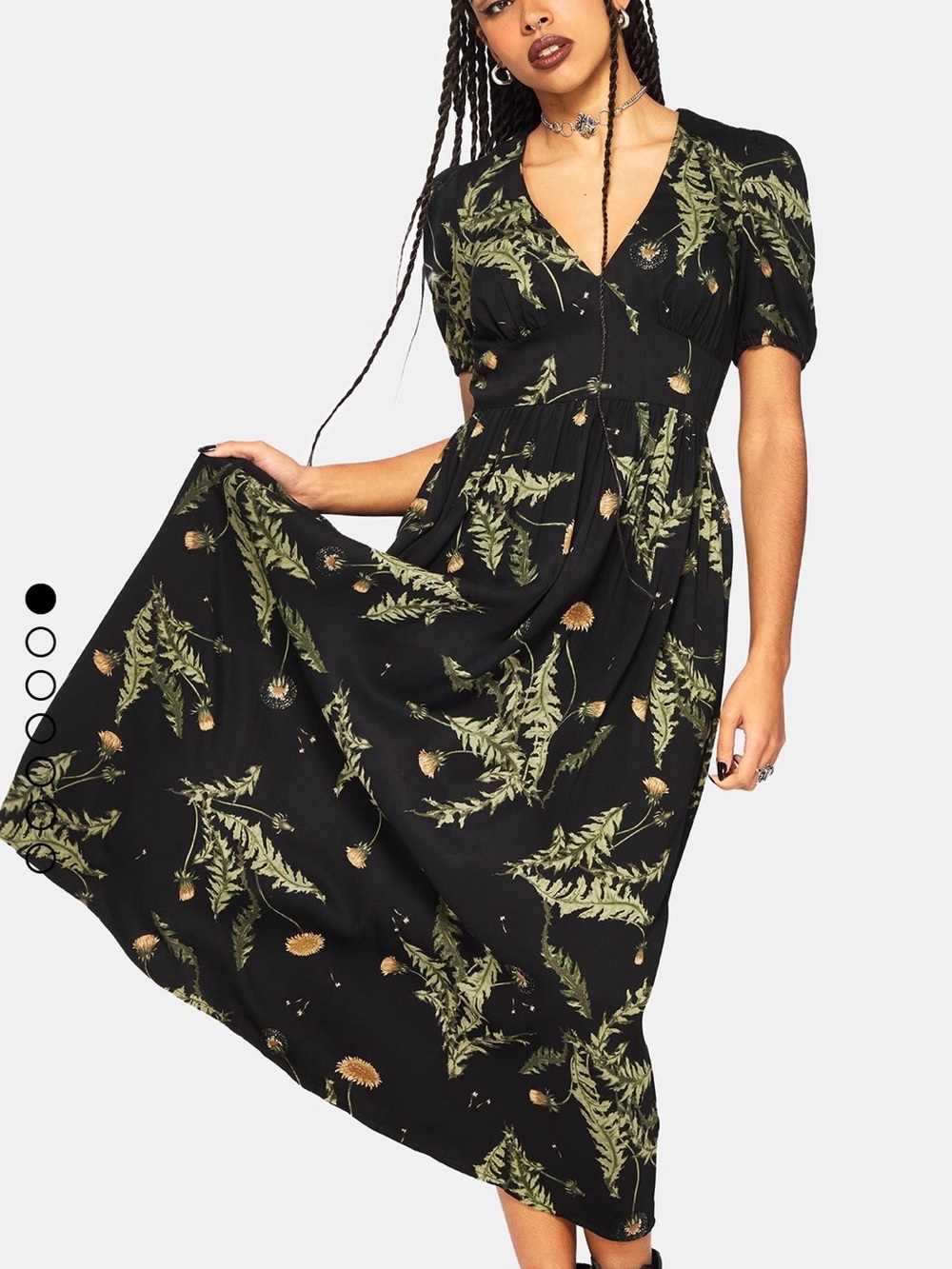 Disturbia Cimora Dandelion Maxi Dress 10 NWT Puff Sleeve V Neck